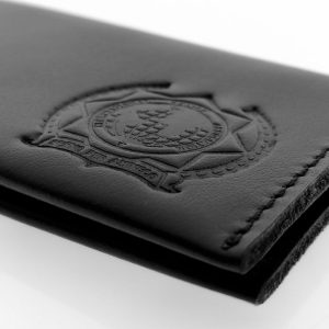 Porcard negru din piele naturală - imagine 3